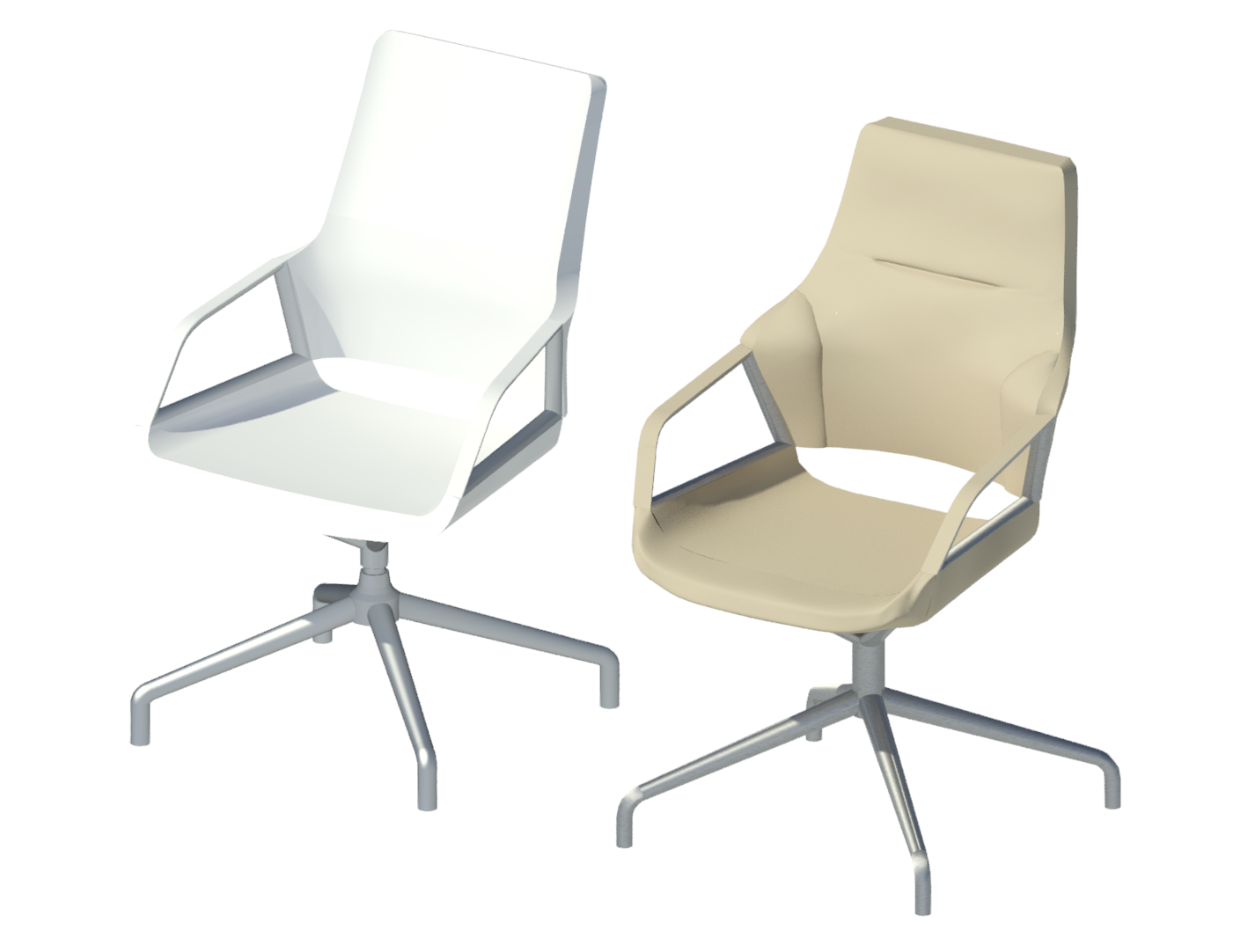 Revit content, Wilkhahn executive conference chair, white, ivory frames, Kinship content, Manufacturer content (left) and our Graph chair